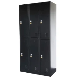 IVOL Metalen Lockerkast Zwart - 90x185x45 Cm - 6 Deurs