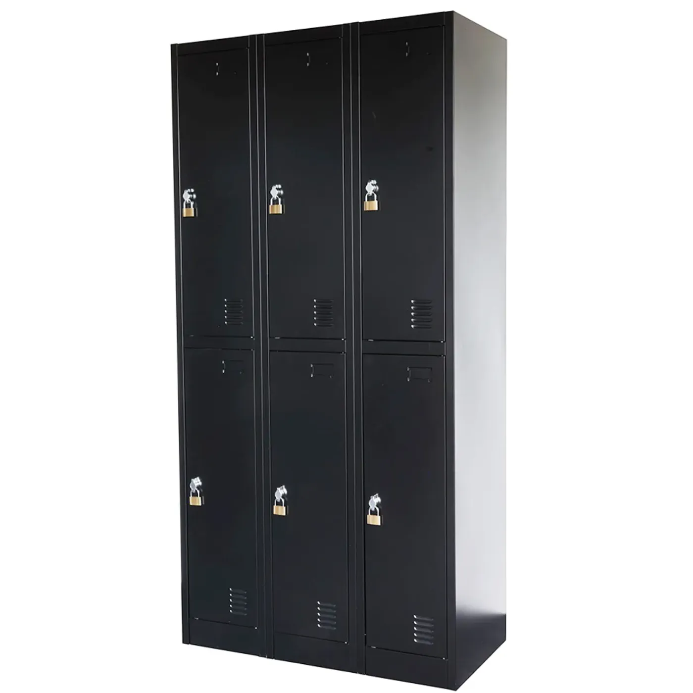 IVOL Metalen Lockerkast Zwart - 90x185x45 Cm - 6 Deurs