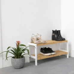 IVOL Schoenenrek Bamboe (2 Niveaus) - Schoenenkast 70x33x26 Cm