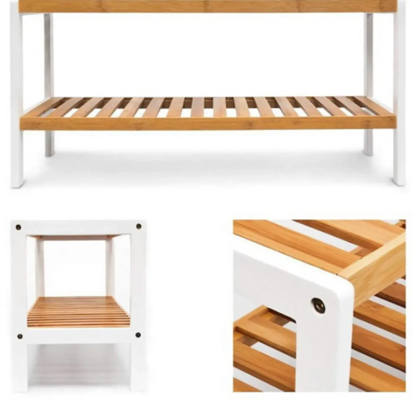 IVOL Schoenenrek Bamboe (2 Niveaus) - Schoenenkast 70x33x26 Cm