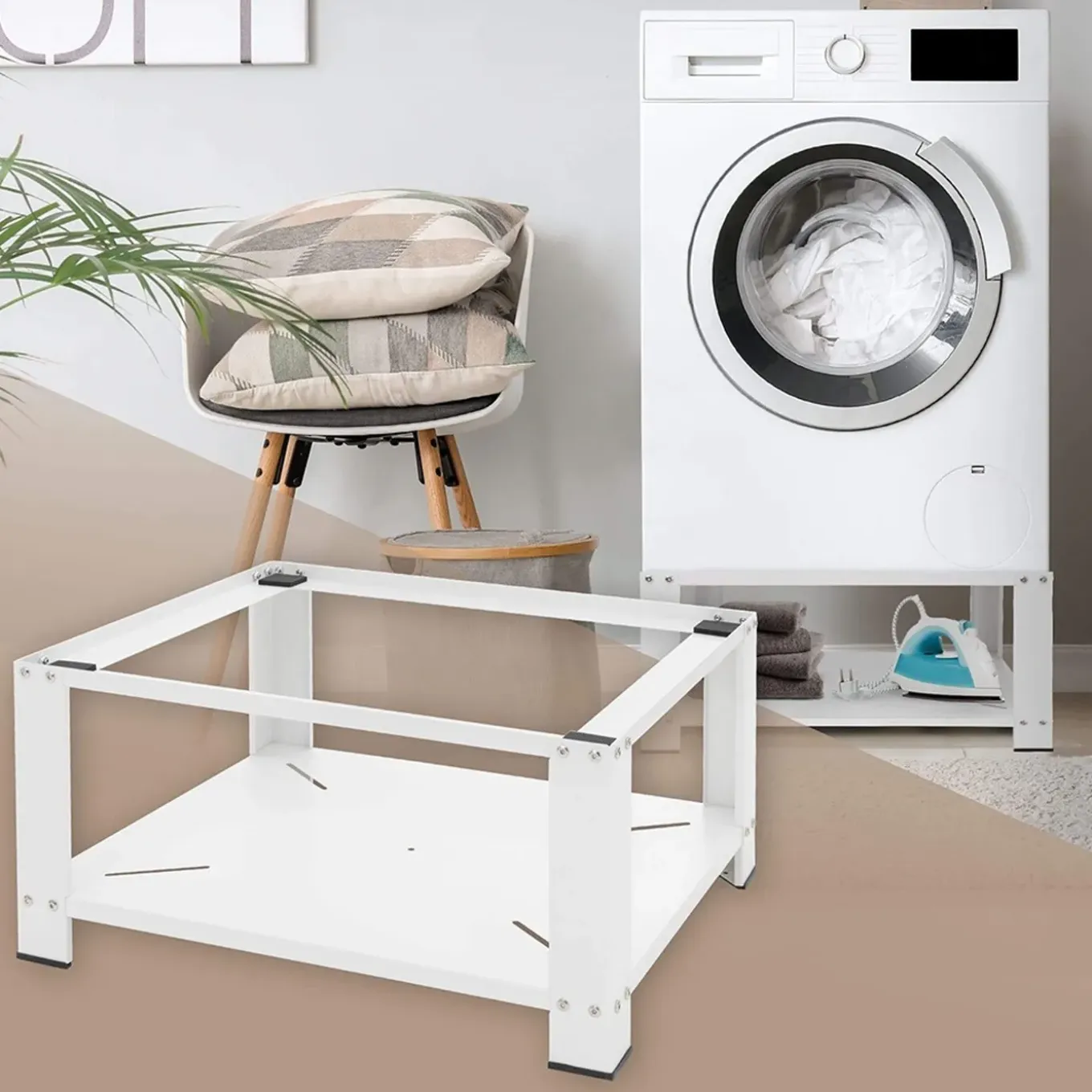 Ivol Wasmachine Verhoger Wit Met Opbergruimte 63 X 54 X 31 Cm