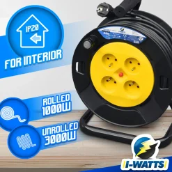 I-WATTS PRO - - Elektrische Haspel 4 Stopcontacten 25m-3g1.5-ho5