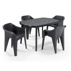 Jardin tuintafel Elise ovaal kunststof grafiet 137x90cm