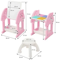 Joyz 2 In 1 Kinderzitgroep Met Speeltafel En Stoel Roze-wit Hdpe Kindertafel Vanaf 3 Jaar