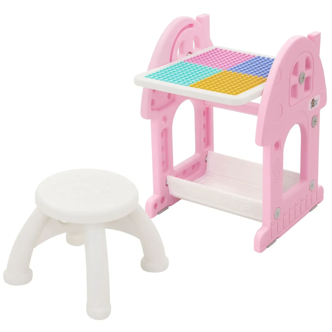 Joyz 2 In 1 Kinderzitgroep Met Speeltafel En Stoel Roze-wit Hdpe Kindertafel Vanaf 3 Jaar