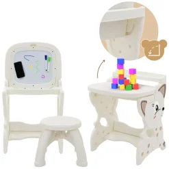 Joyz 3-in-1 Speeltafel Kinder Tekentafel Accessoires Wit Lcd Whiteboard Schildersezel