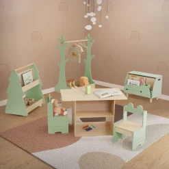 Joyz kinderboekenplank spar design, 60x38x70.5 cm, groen-natuur, kinderplank van hout met
