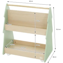 Joyz kinderboekenplank spar design, 60x38x70.5 cm, groen-natuur, kinderplank van hout met