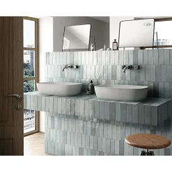 Kerabo - Tegels - Atelier Licht Blauw Glans - Vintagelook - Licht Blauw - 6x24,6 Cm - 0,50 M²