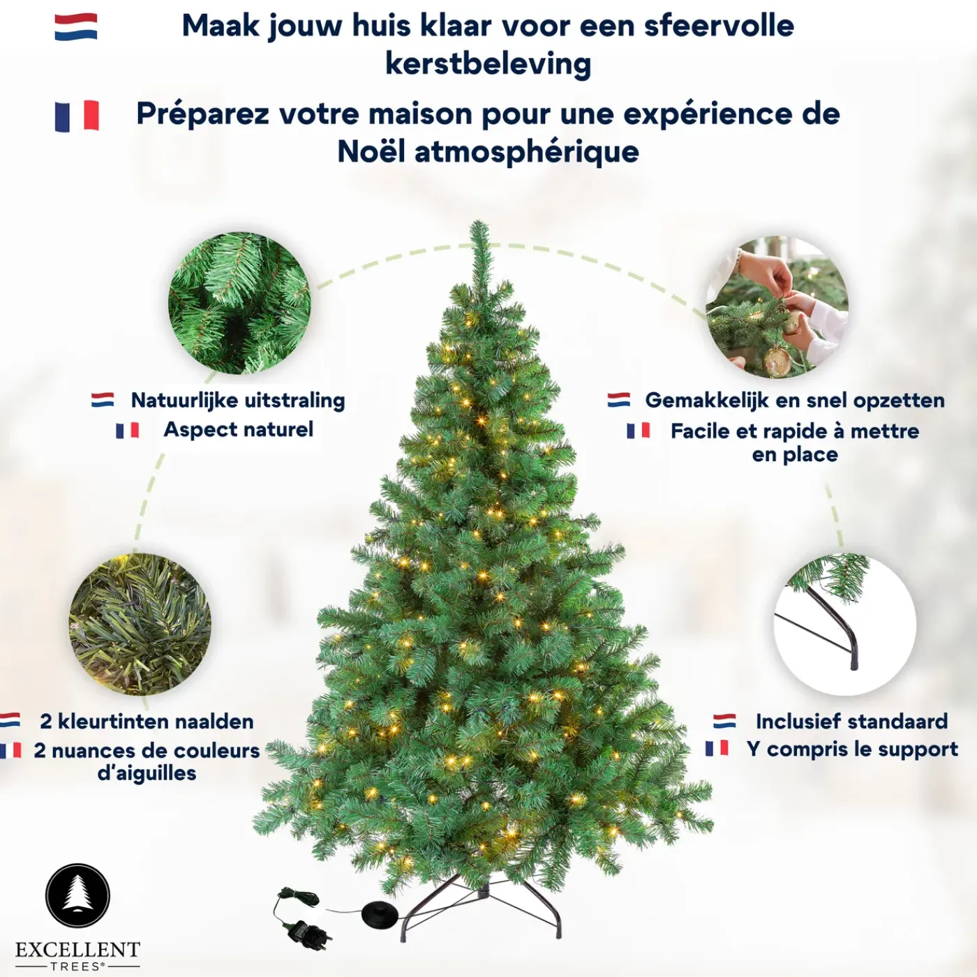 Excellent Trees Kerstboom Led Stavanger Green 180 Cm Met Verlichting - Met Opbergtas