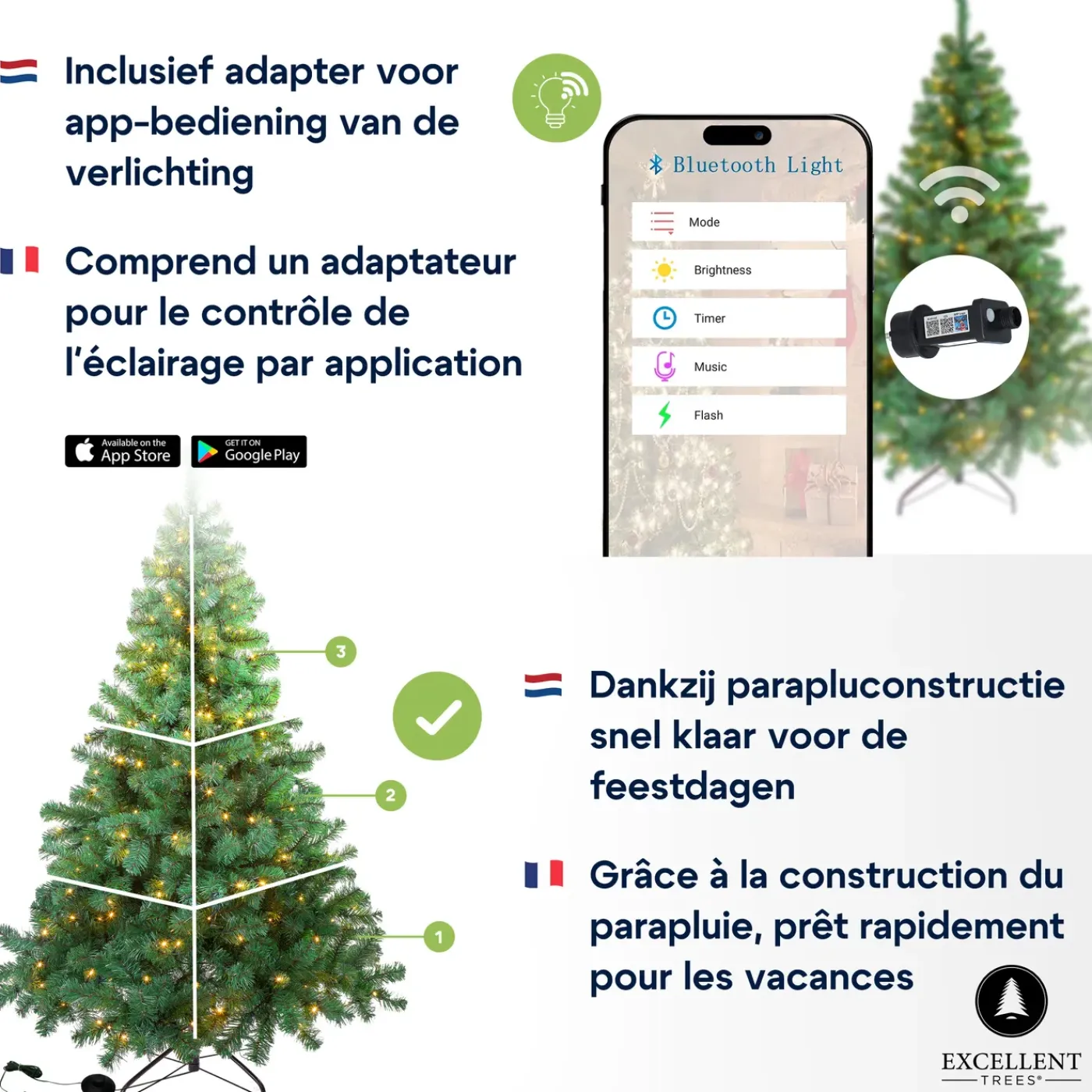 Excellent Trees Kerstboom Led Stavanger Green 180 Cm Met Verlichting - Met Opbergtas