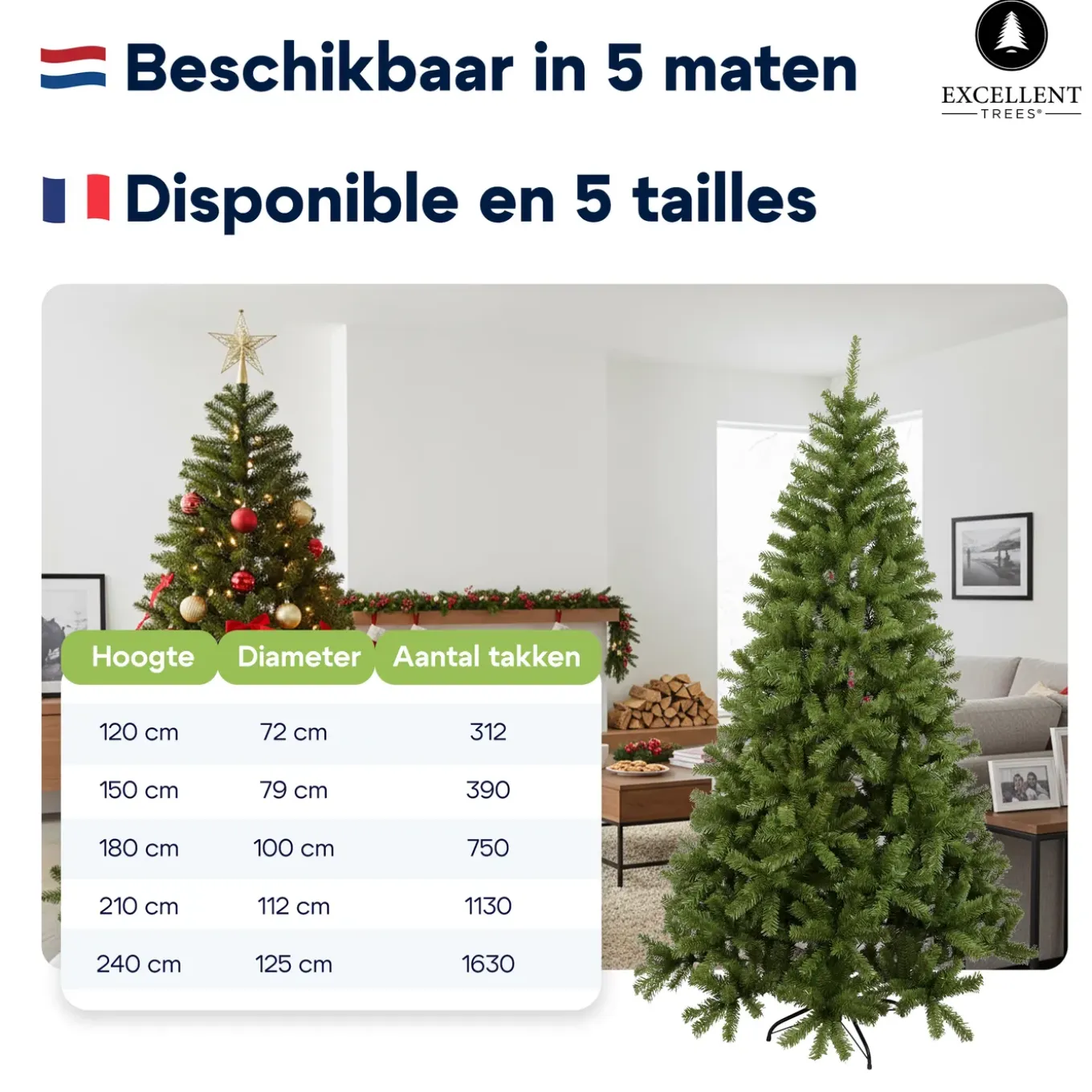 Kerstboom Excellent Trees Oppdal 210 Cm - Slanke Kunstkerstboom