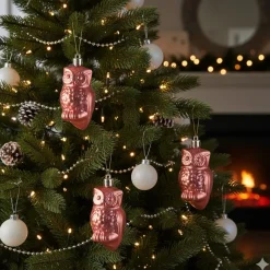 Overig Kersthangers 4x - Uilen - Rood - 9 Cm - Kerstversiering