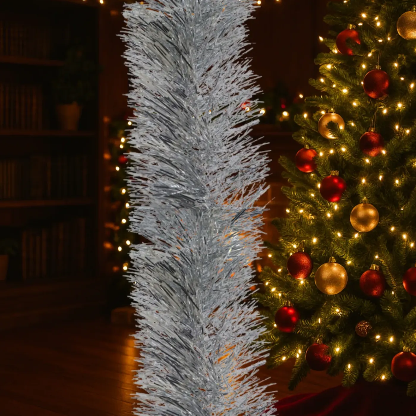 Decoris Kerstslingers - Zilver - Folie - 10 X 270 Cm - Kerstboom Versieringen