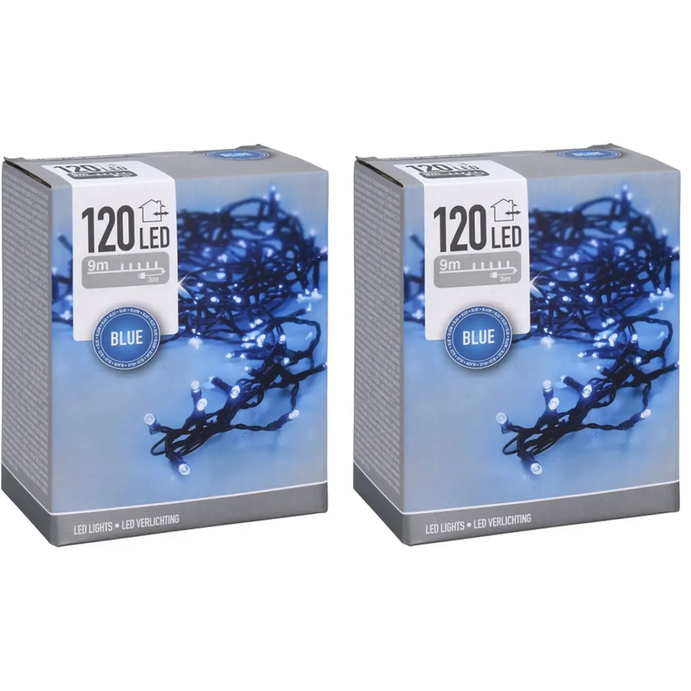Overig Kerstverlichting Lichtsnoeren - 2x - 120 Led Lampjes Blauw - 9 M
