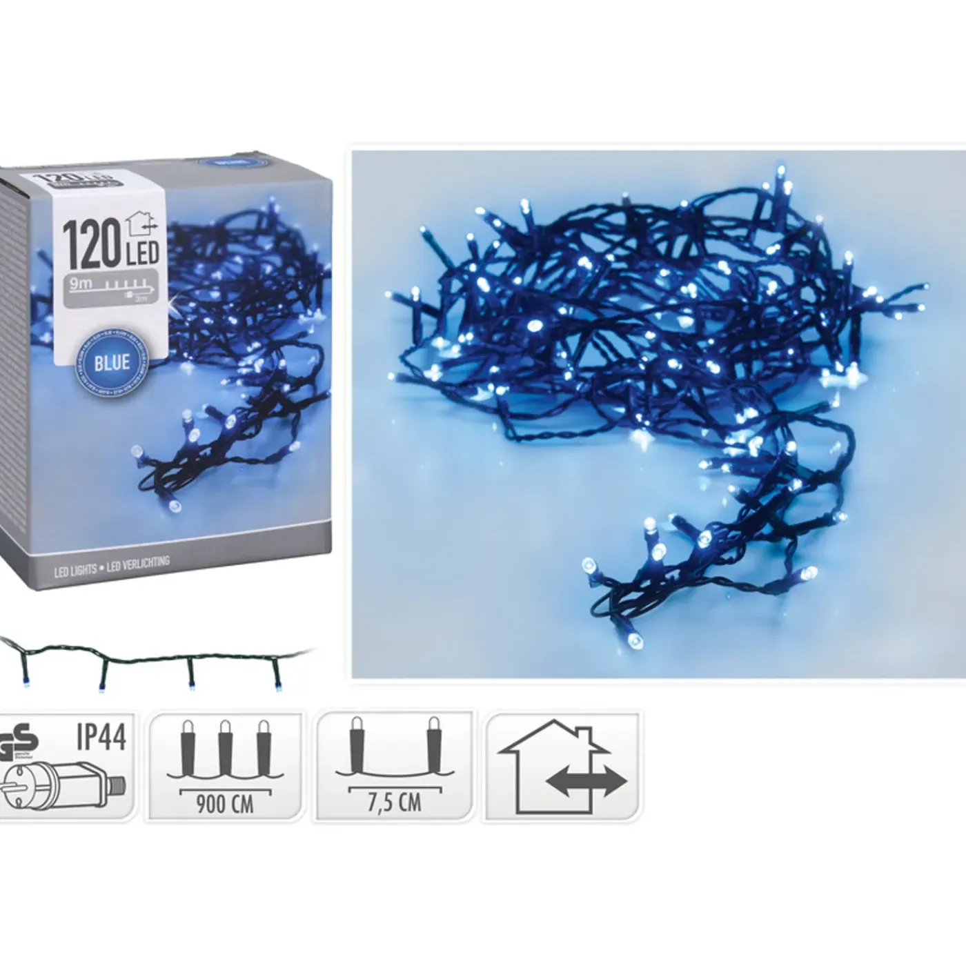 Overig Kerstverlichting Lichtsnoeren - 2x - 120 Led Lampjes Blauw - 9 M