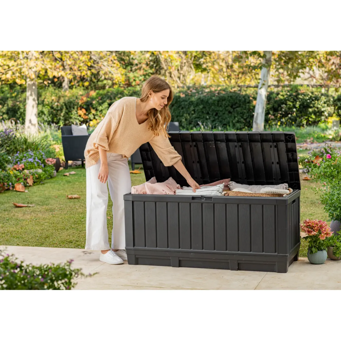 Keter Kentwood Opbergbox – Antraciet – 350L - 128x53,6x59cm