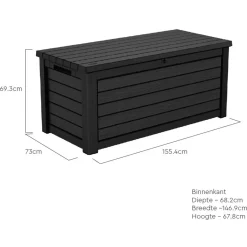 Keter Kussenbox Northwood - Houtlook - Antraciet - 630L - 155,4x73x69,3cm