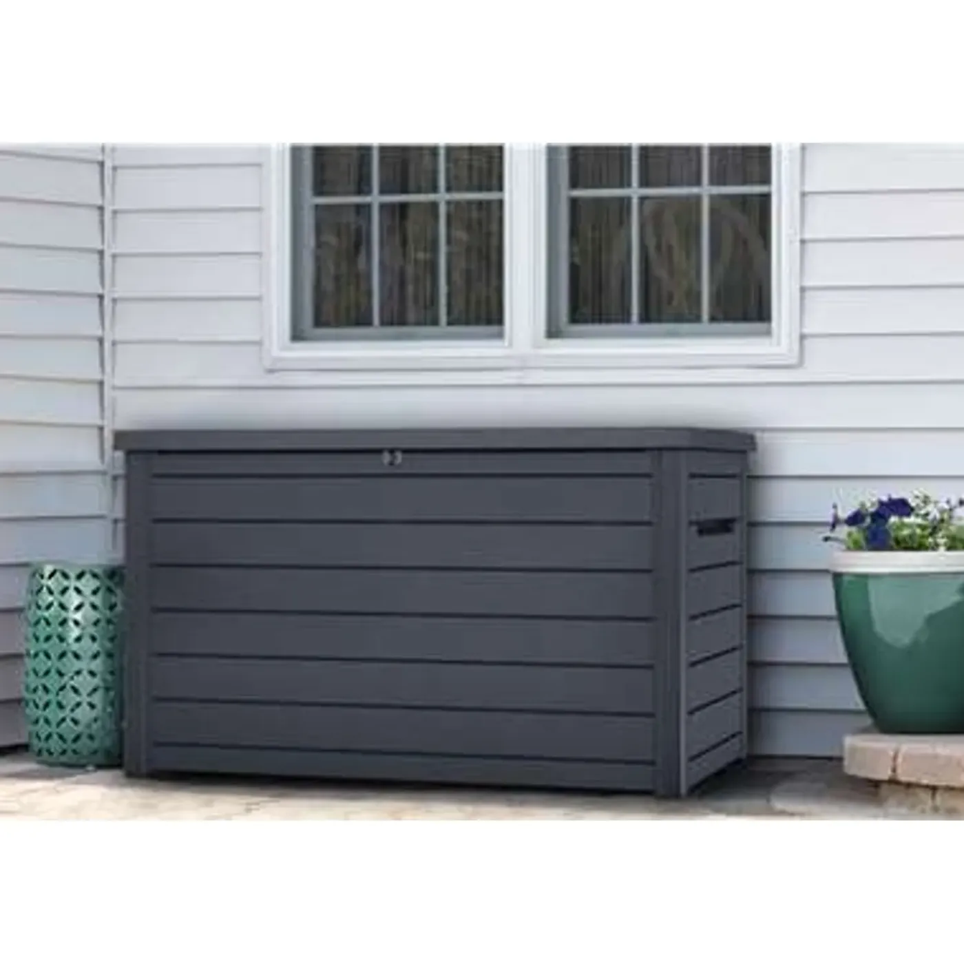 Keter Kussenbox Ontario - Houtlook - Antraciet - 870L - 147x83x86cm