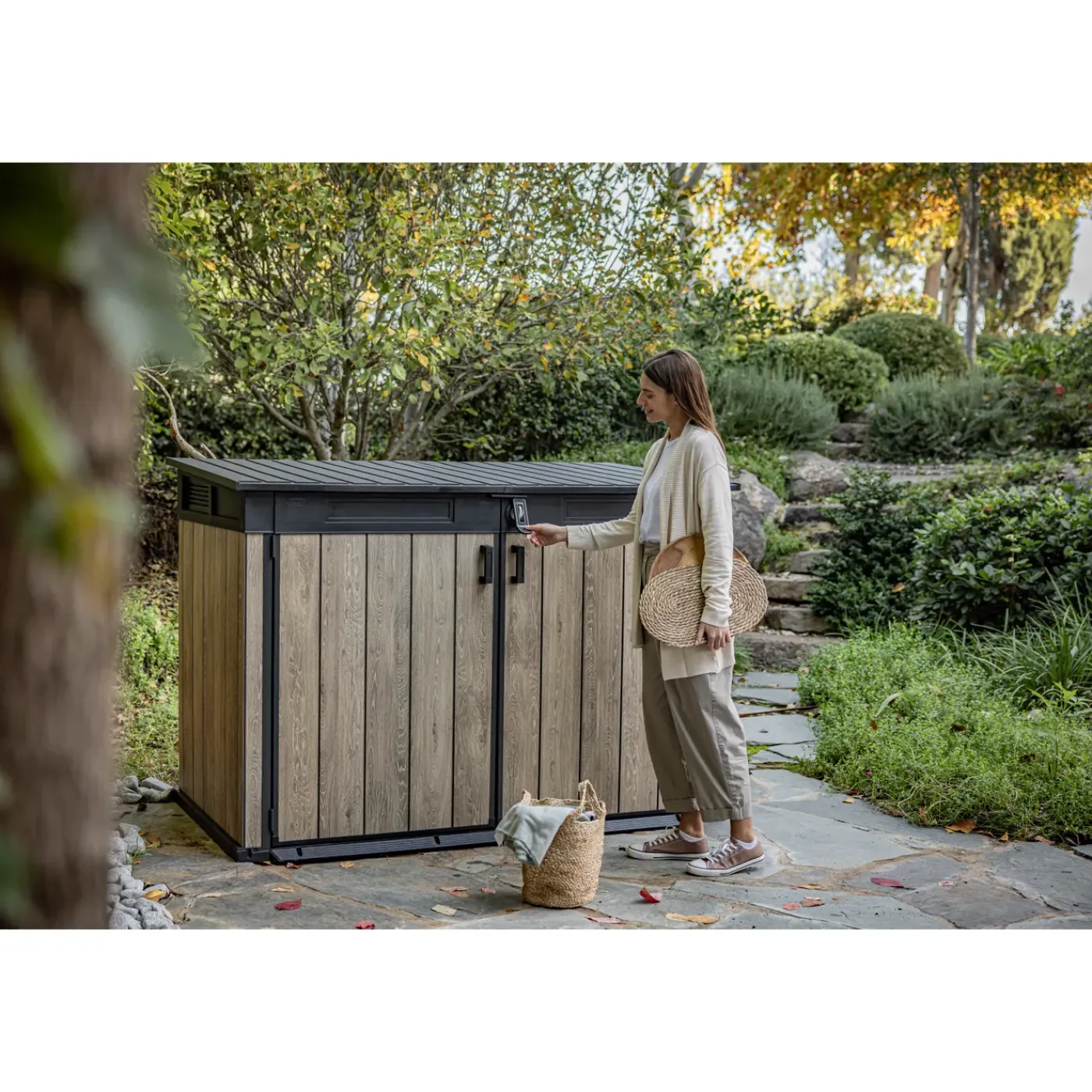 Keter Kussenbox Signature Ashwood - Houtlook - Grijs - 2020L - 190x109x132cm