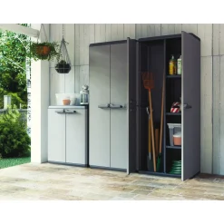 Keter lage kast Piu met 1 plank 68x39x83cm donkergrijs/zwart