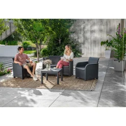 Keter Loungeset Rosalie - Wicker/Kunststof - Antraciet - 4 Personen