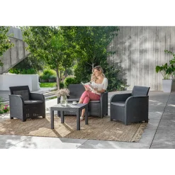Keter Loungeset Rosalie - Wicker/Kunststof - Antraciet - 4 Personen