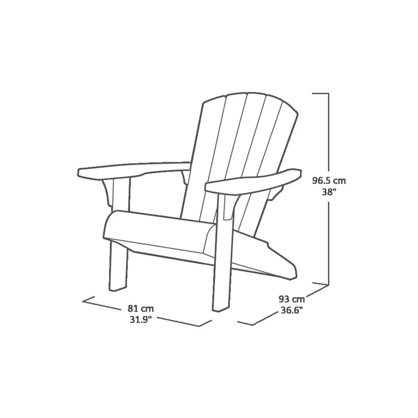 Keter Troy Adirondack Tuinstoel - 2 stuks - 81x93x96,5cm - Groen
