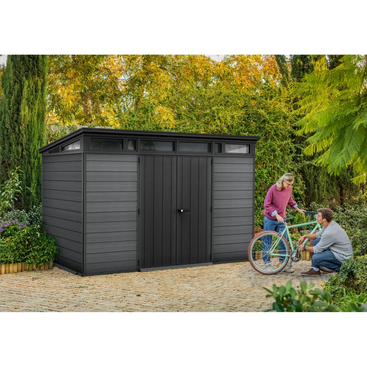 Keter Tuinhuis Cortina 117 - Kunststof - Antraciet - 218 x 340 x 226cm - 7,41m²