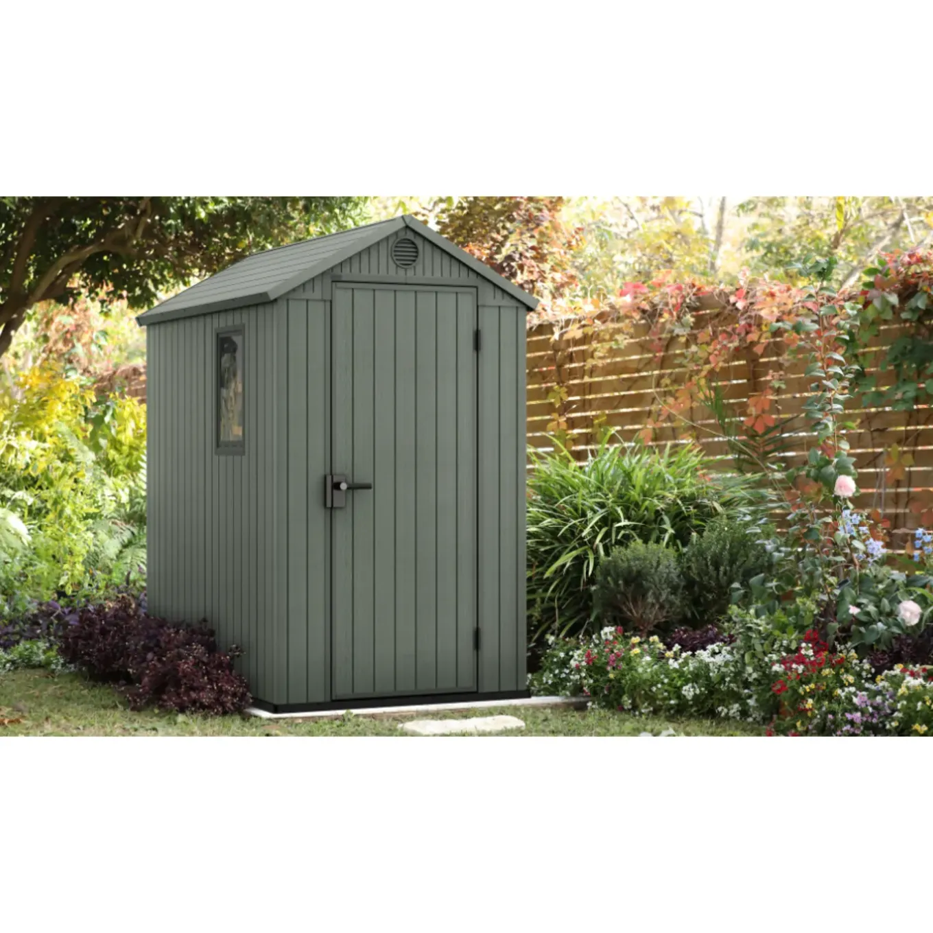 Keter Tuinhuis Darwin 46 - Kunststof - Groen - 125,8x184,5x205 cm - 2,32m²