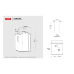 Keter Tuinhuis Darwin 46 - Kunststof - Groen - 125,8x184,5x205 cm - 2,32m²