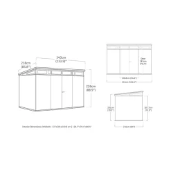 Keter Tuinhuis Pent 117 Ashwood - Kunststof - 340x218x226cm - 7,41m2