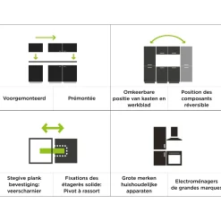 Keukenblok Guilia 250cm bruin | inclusief apparatuur