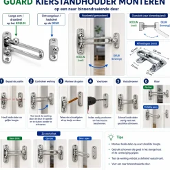 Kierr Protect - Nikkel Kierstandhouder - Deurbegrenzer - Deurvastzetter - Deurbeveiliging