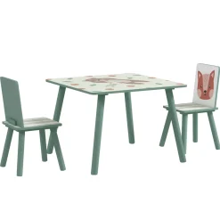 Kinderspeelgroep 3-8 Jaar - 1 Tafel En 2 Stoelen - Dierenmotief - Groen