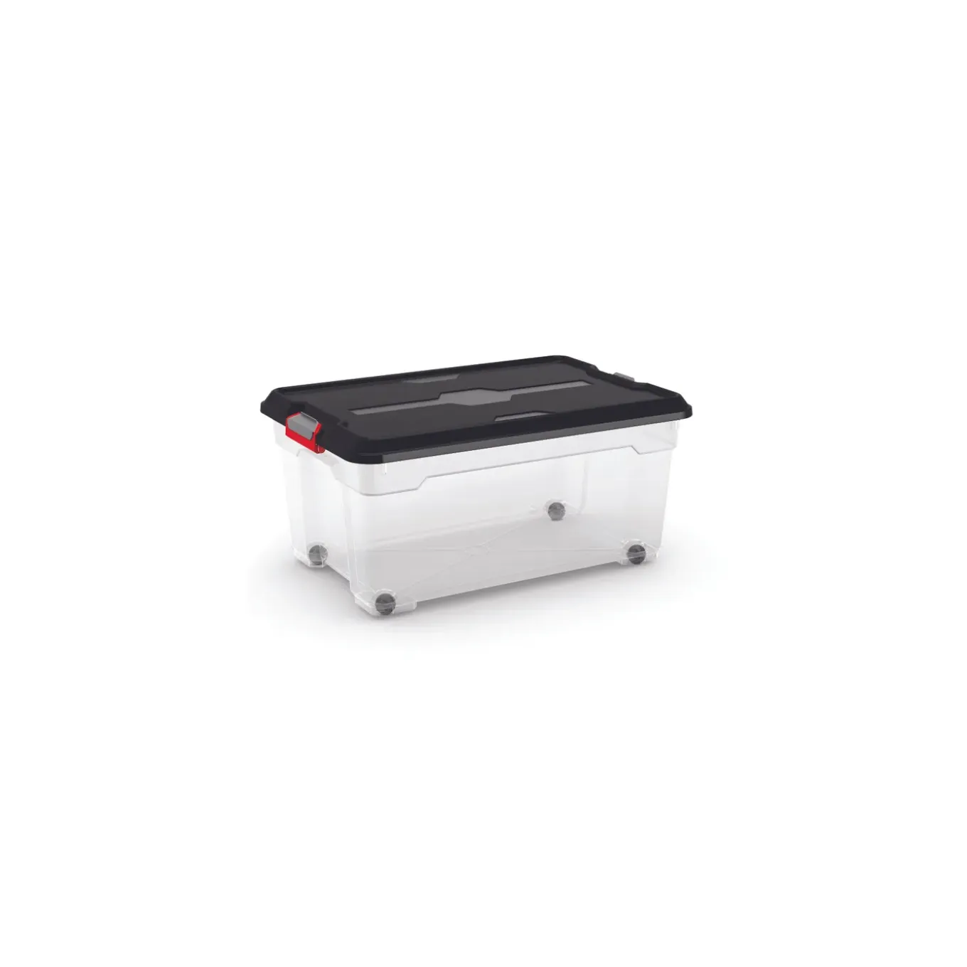 Kis Moover box L met wielen transparant zwart 45L