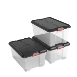 Kis Moover box L met wielen transparant zwart 45L