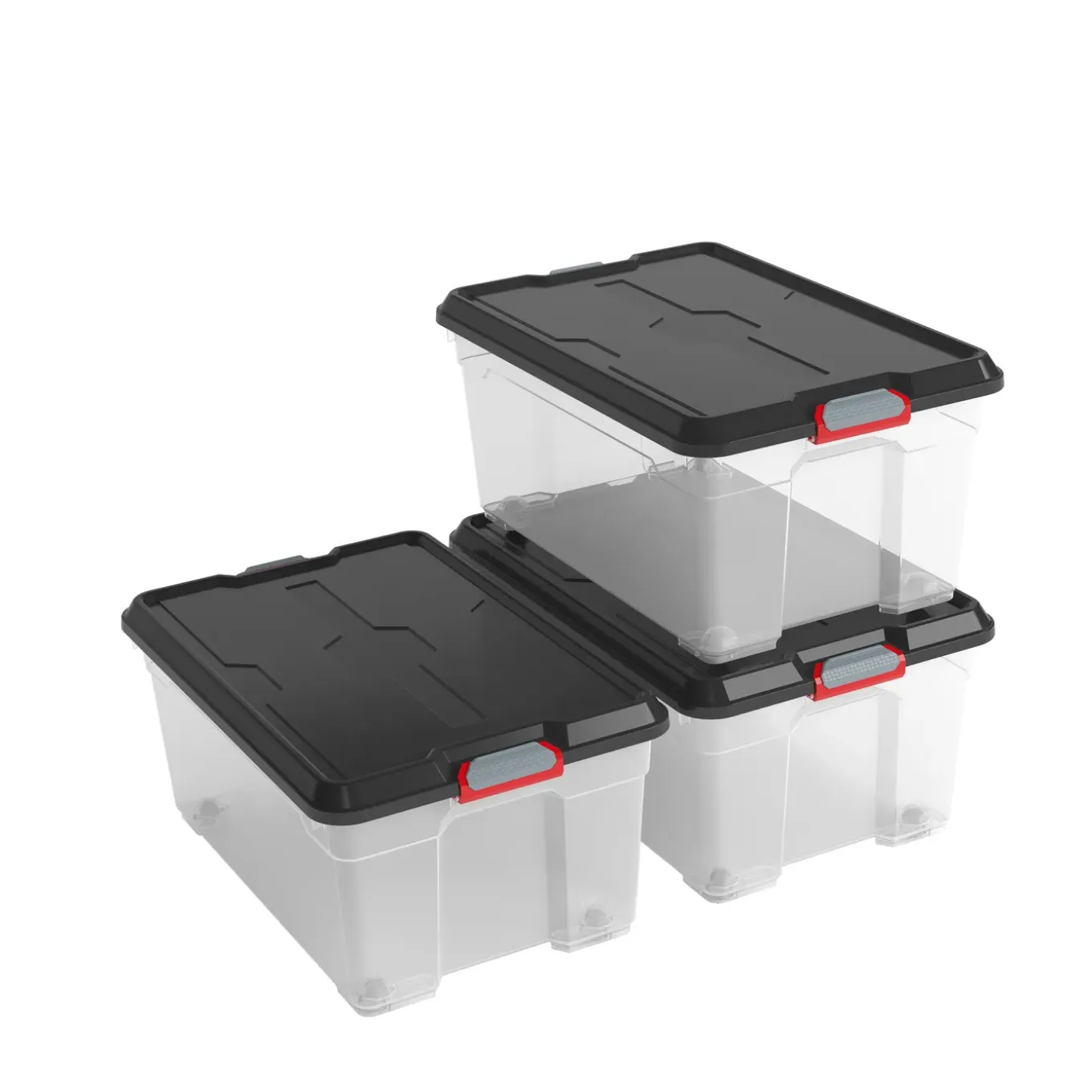 Kis Moover box L met wielen transparant zwart 45L