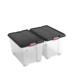 Kis Moover box XL met wielen transparant zwart 60L