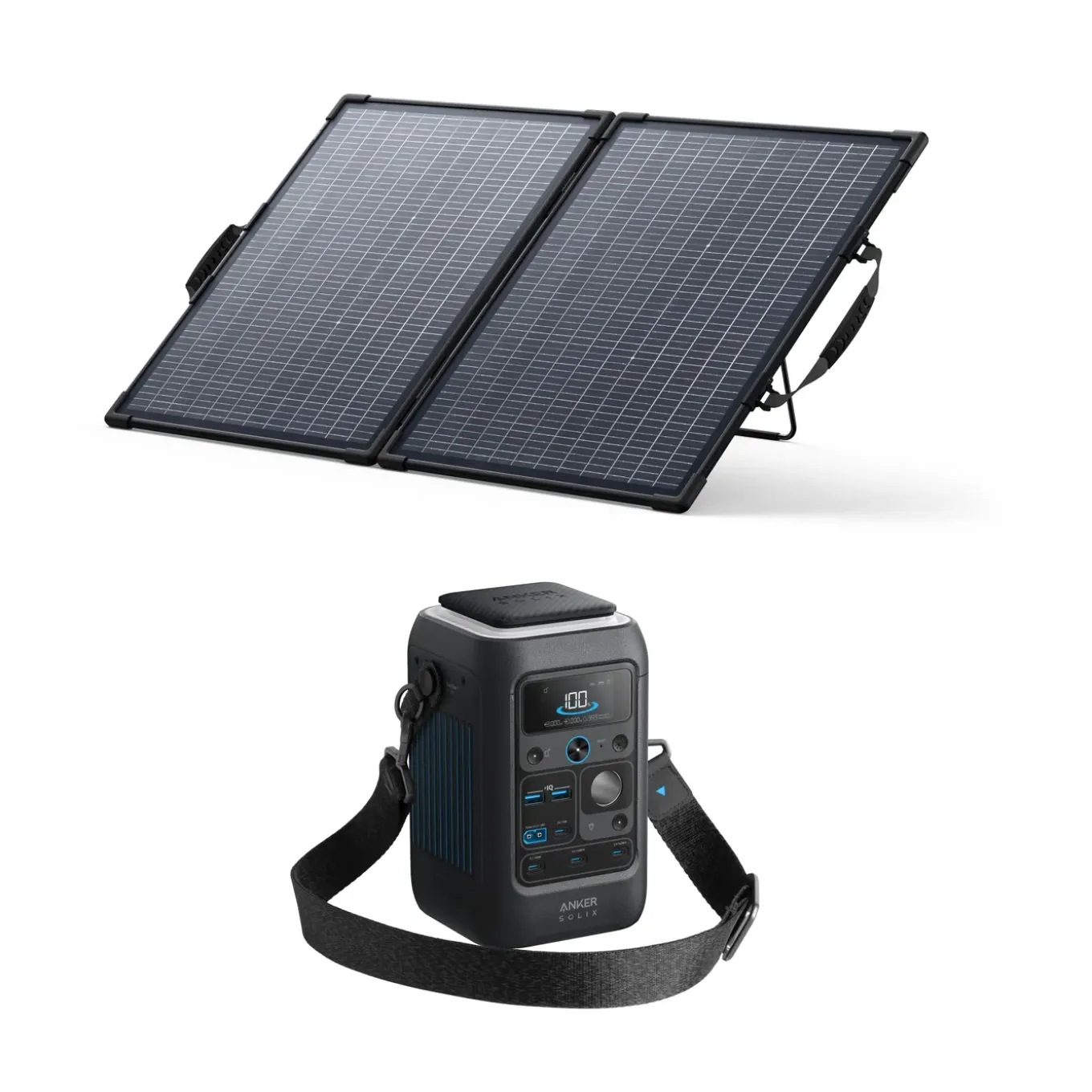 Kit Batterij Anker Solix C300x Dc Met Bifaciaal Zonnepaneel 100 W