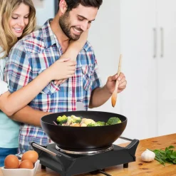 Kitchenbrothers Elektrische Kookplaat - 1 Pit - 1500w - Zwart