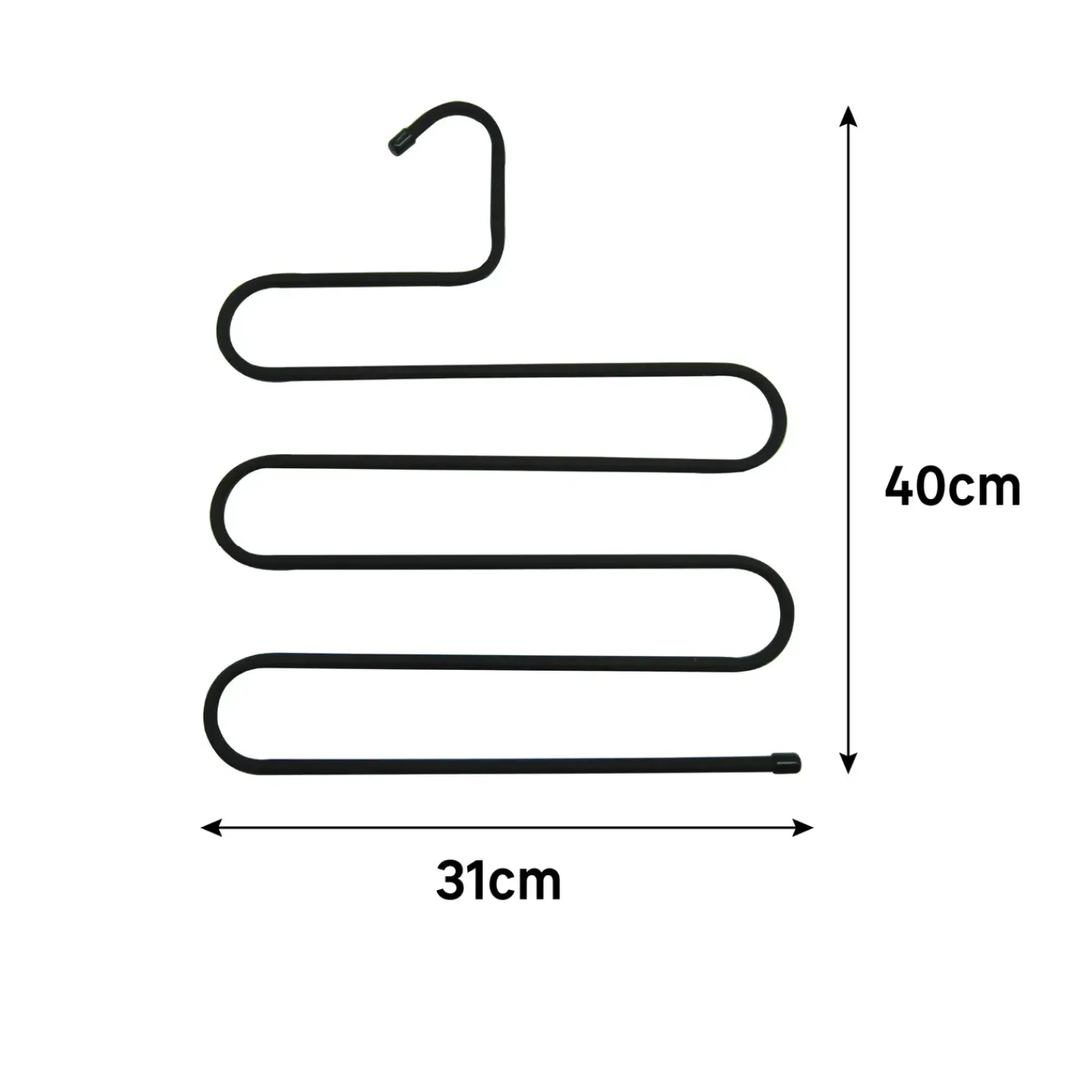SPACEO Kledinghangers - Metaal - soft touch, broeklat - Zwart - Set van 5