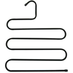 SPACEO Kledinghangers - Metaal - soft touch, broeklat - Zwart - Set van 5