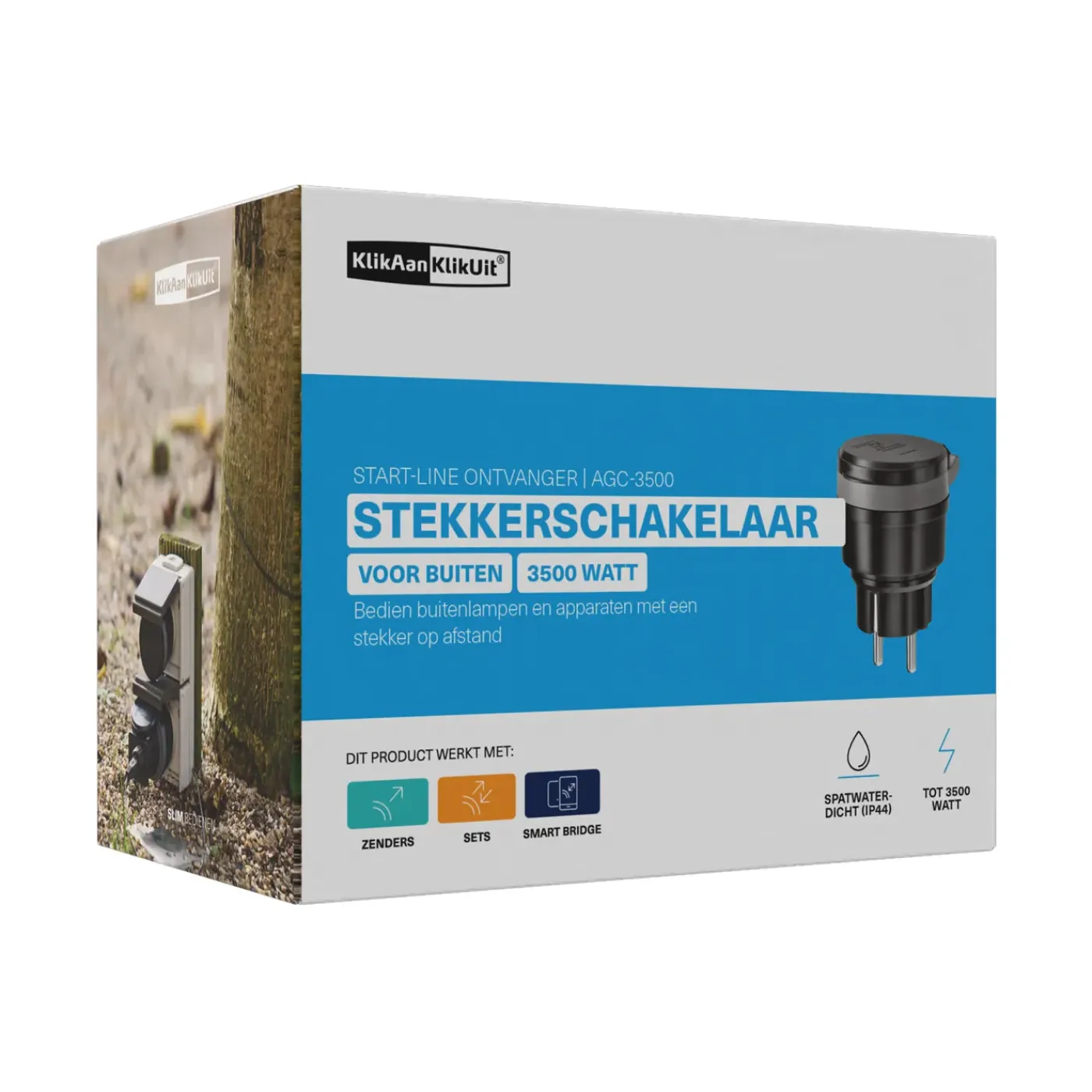 Klik aan & Klik uit KlikAanKlikUit Buitenstekkerdoos AGC-3500 - IP44 - 3500W - Draadloos