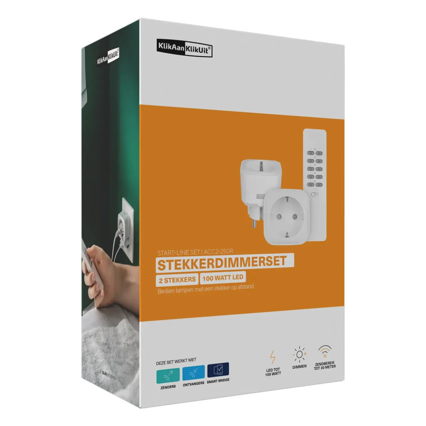 KlikAanKlikUit set afstandsbediening + 2 compacte stopcontactdimmers