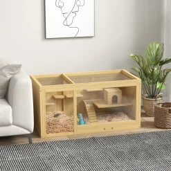 Knaagdierkooi - Sparrenhout - Inclusief Accessoires En Drinkfles - 100 X 50 X 50 Cm - Natuurlijk