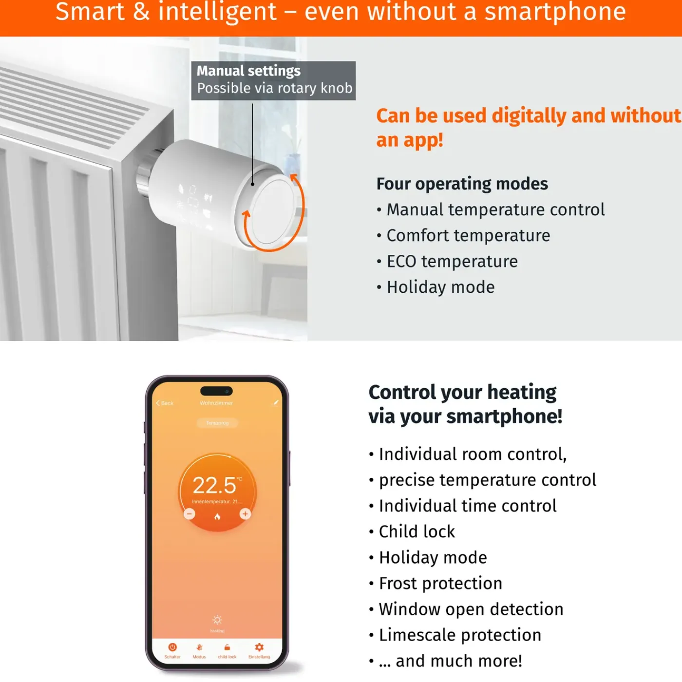 Könighaus Infrarot Könighaus Smart Wifi-radiatorthermostaat 3-delige Set