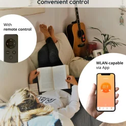 Könighaus 450w Smart Dual-infraroodverwarming Zwart Met Dispaly - Vrijstaand/wandmontage