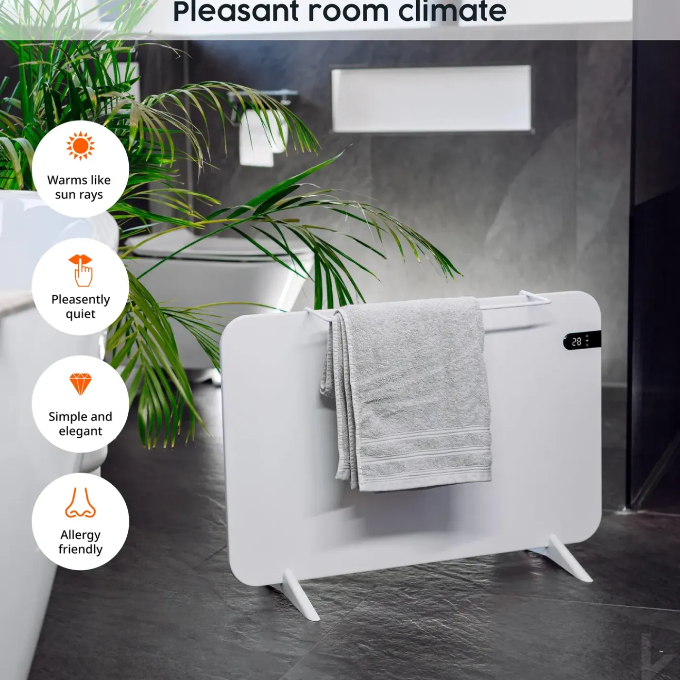 Könighaus Infrarot Könighaus 800w Smart Dual-infraroodverwarming Wit Met Display - Vrijstaand/wandmontage