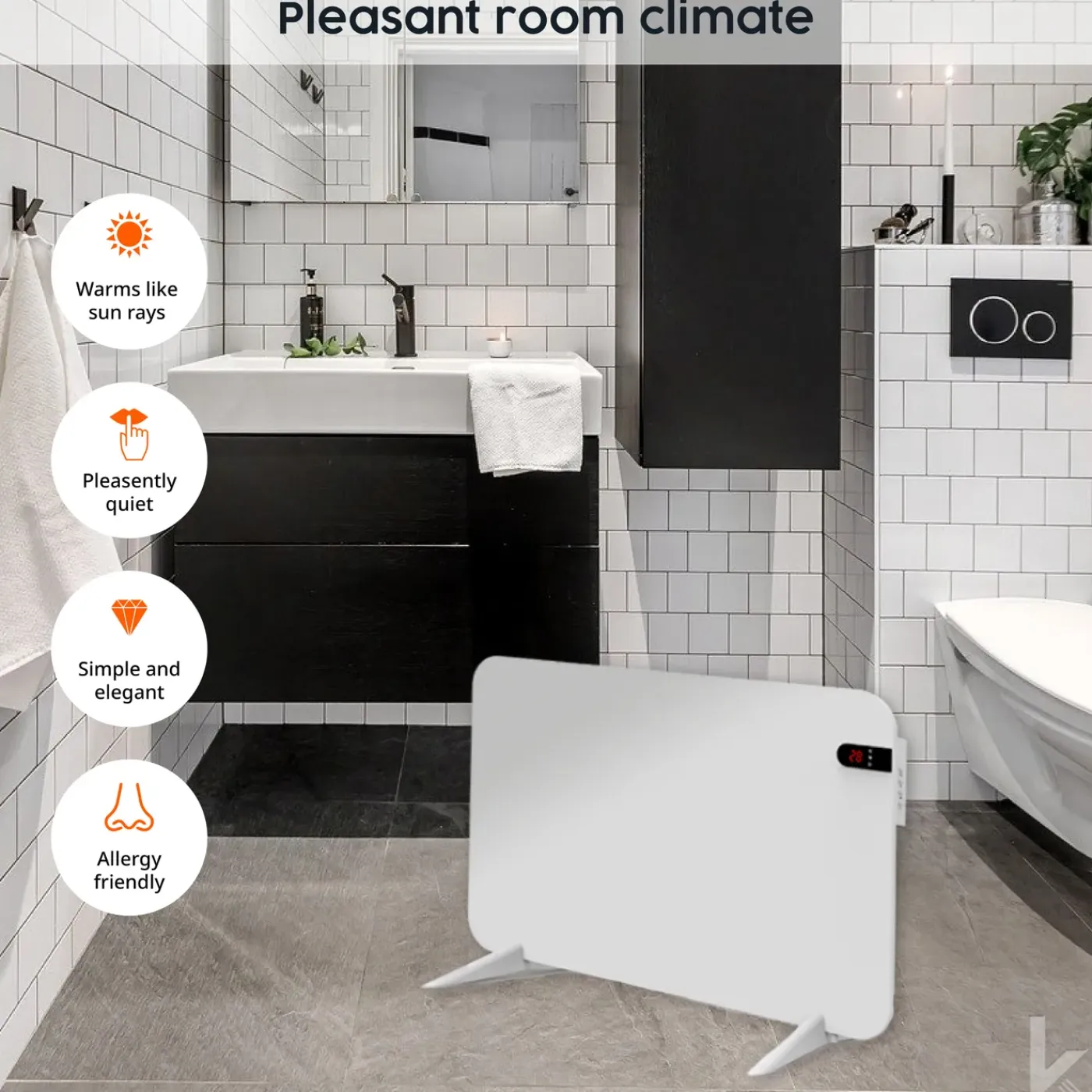 Könighaus Infrarot Könighaus 450w Smart Dual-infraroodverwarming Wit Met Dispaly - Vrijstaand/wandmontage